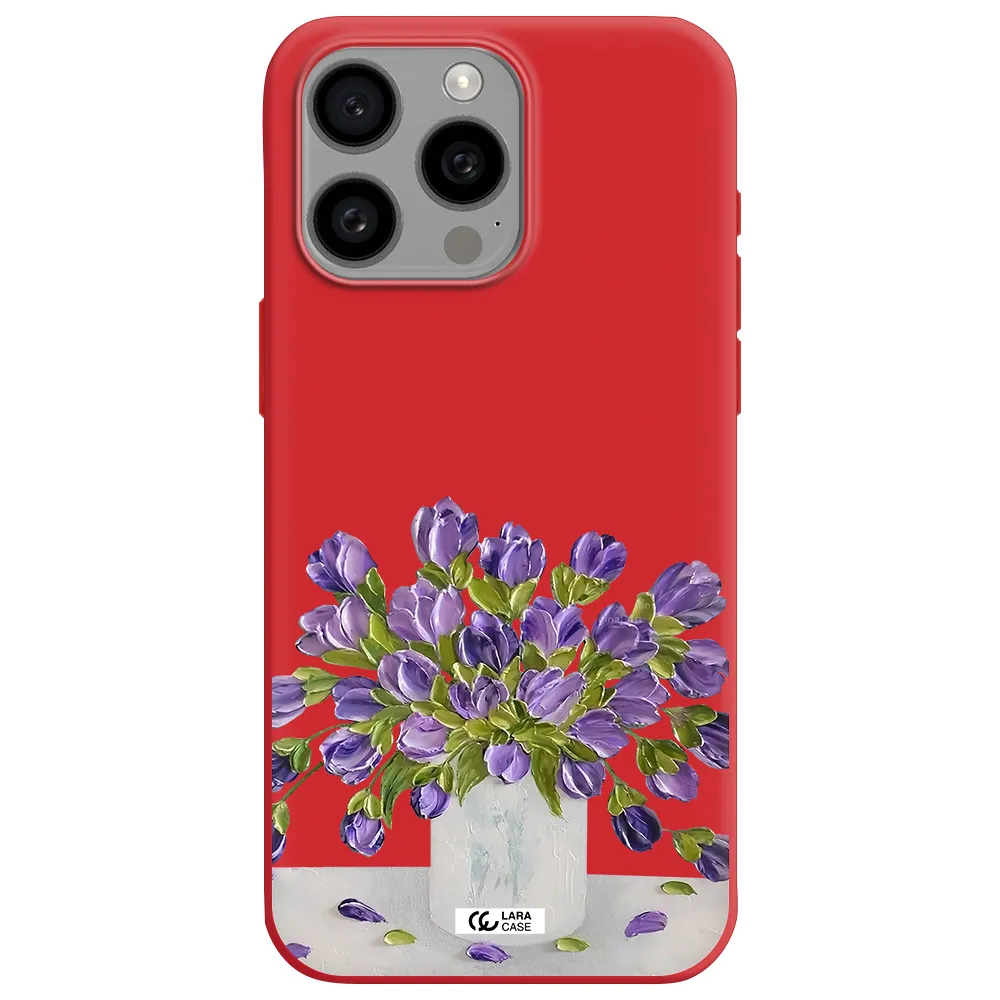 A Bunch Of Purple Flowers Apple Iphone 15 Pro Max Silicone Imperial Red Case