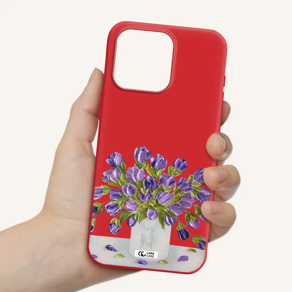 A Bunch Of Purple Flowers Apple Iphone 15 Pro Max Silicone Imperial Red Case