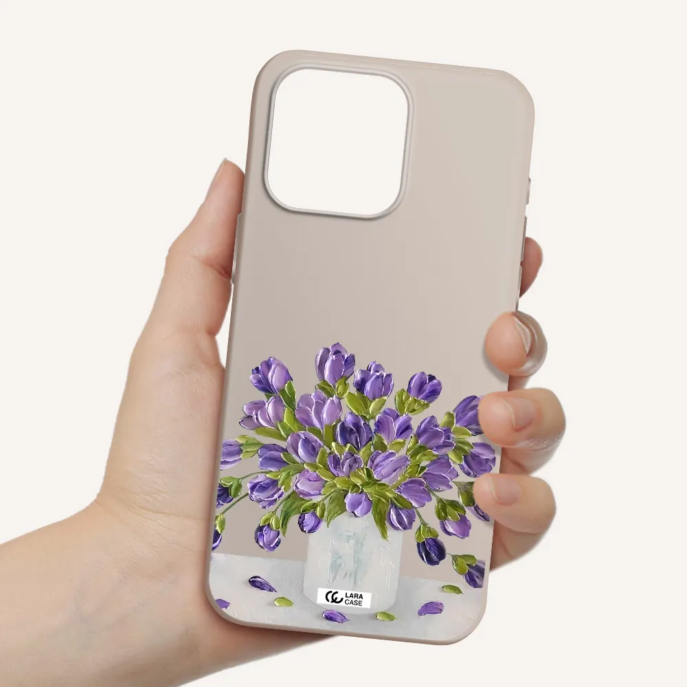 a bunch of purple flowers Apple Iphone 15 Pro max Silicone Stone Case