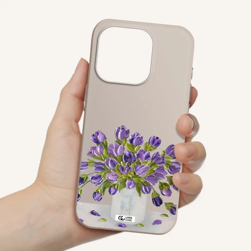 A Bunch Of Purple Flowers Apple Iphone 15 Pro Silicone Stone Case