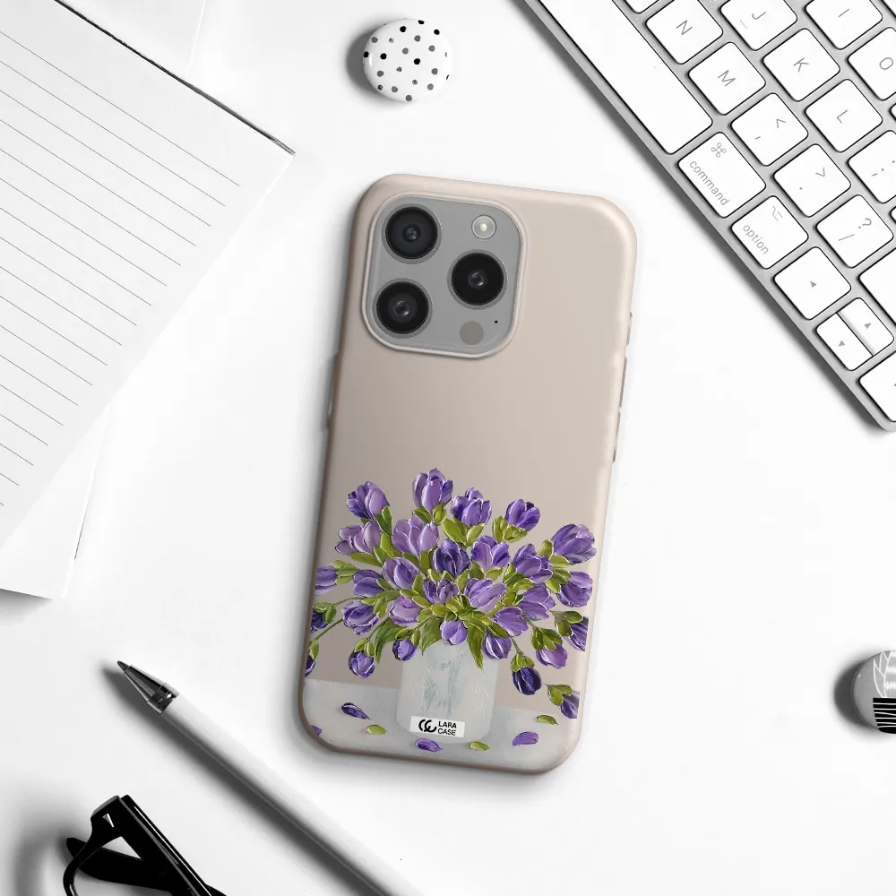 A Bunch Of Purple Flowers Apple Iphone 15 Pro Silicone Stone Case