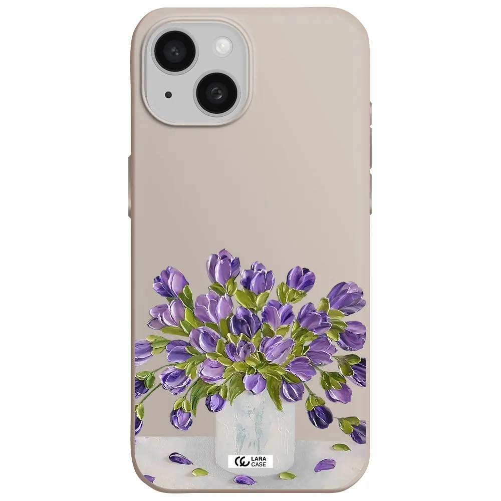 a bunch of purple flowers Apple iPhone 15 Silicone Stone Case