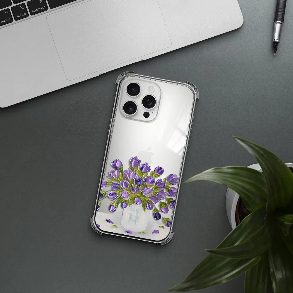 A Bunch Of Purple Flowers Apple Iphone 16 Pro Max Clear Pc Case