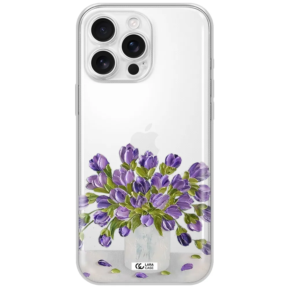 A Bunch Of Purple Flowers Apple Iphone 16 Pro Max Clear Tpu Case