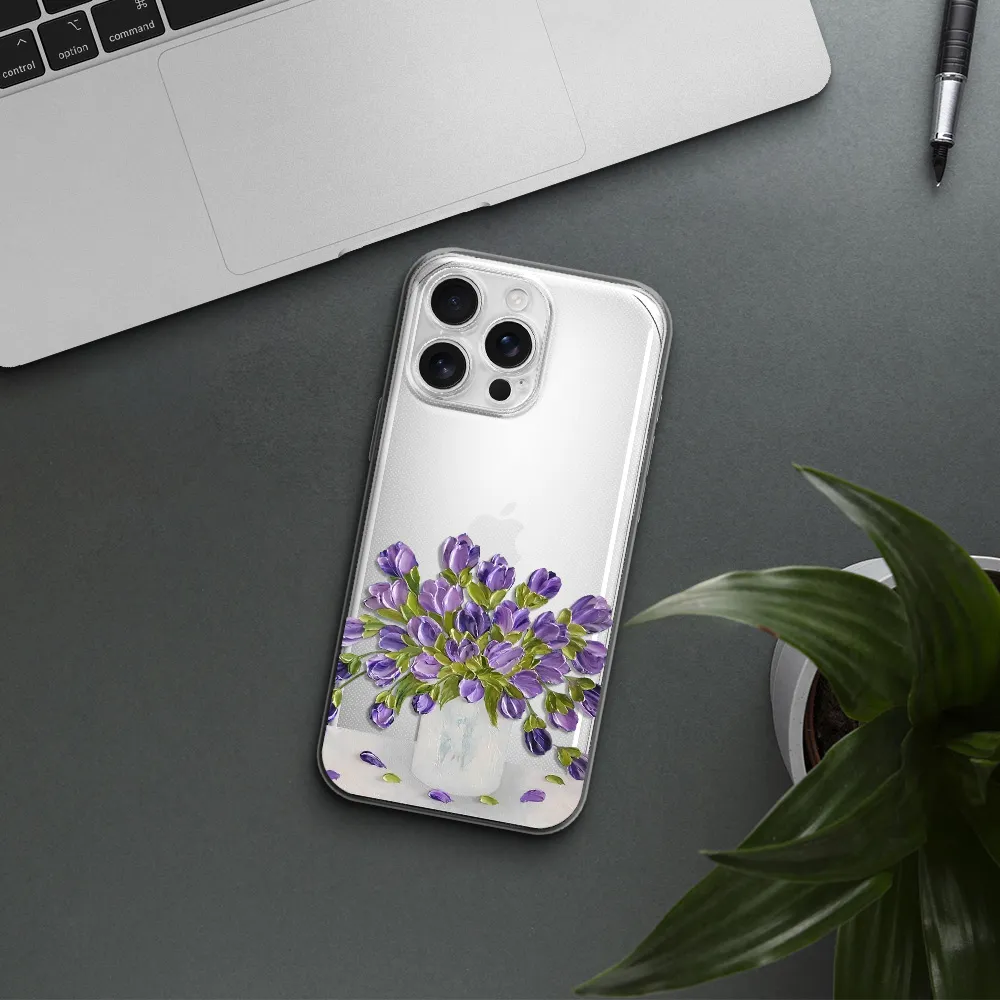 A Bunch Of Purple Flowers Apple Iphone 16 Pro Max Clear Tpu Case