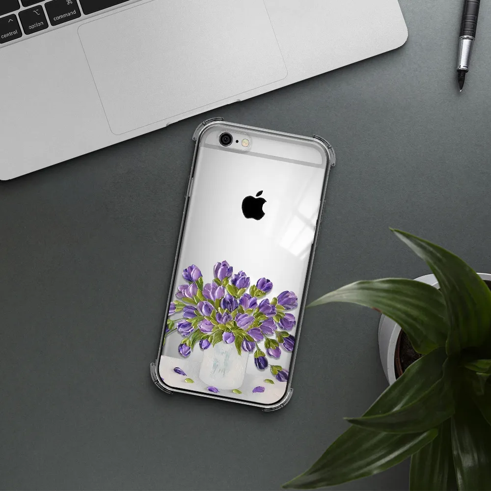 a bunch of purple flowers Apple iPhone 6 Clear PC Case
