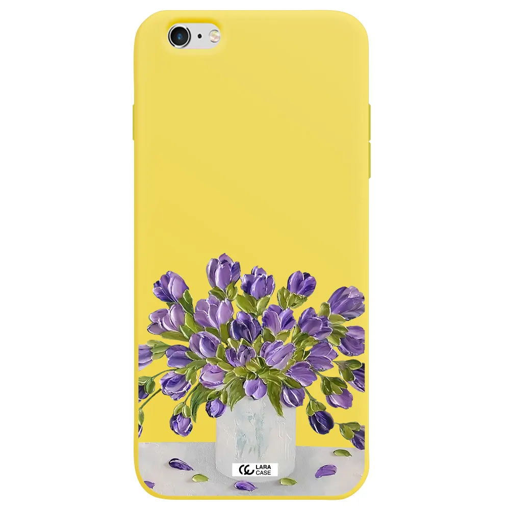 a bunch of purple flowers Apple iPhone 6 plus Silicone canary yellow Case