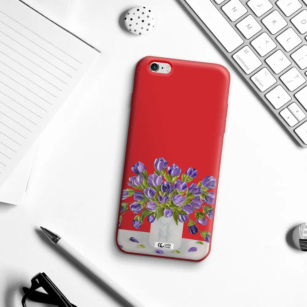 a bunch of purple flowers Apple iPhone 6 plus Silicone Imperial Red Case