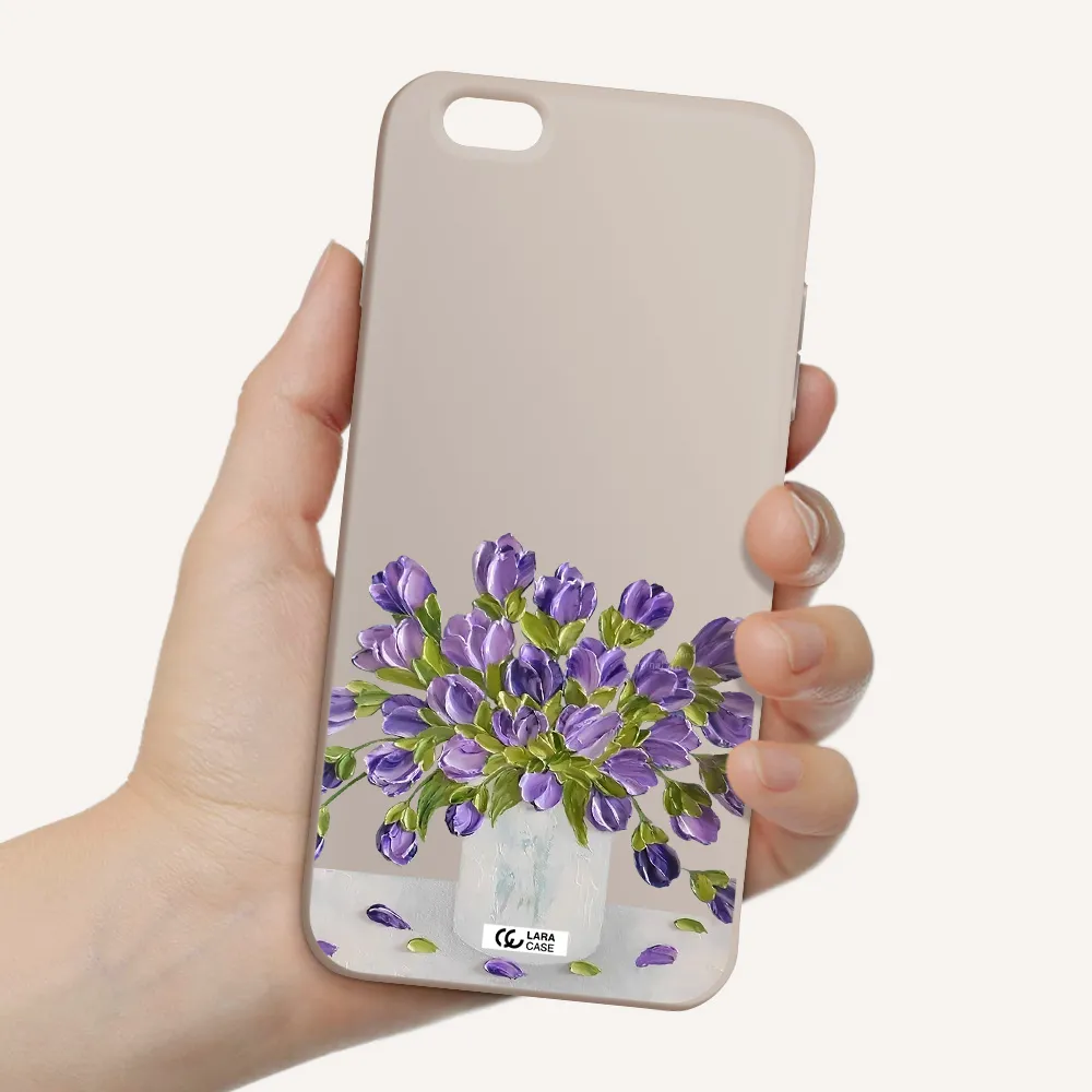 a bunch of purple flowers Apple iPhone 6 plus Silicone Stone Case