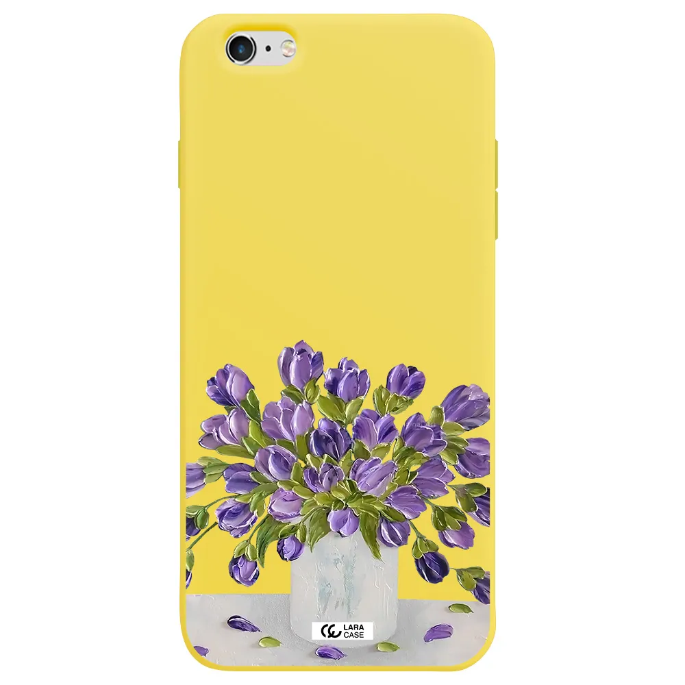 a bunch of purple flowers Apple iPhone 6 s plus Silicone canary yellow Case