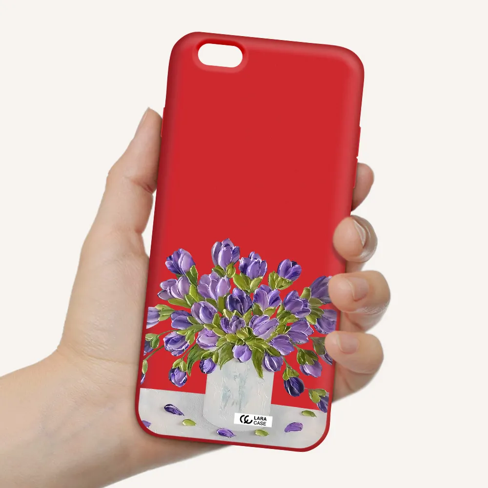 a bunch of purple flowers Apple iPhone 6 s plus Silicone Imperial Red Case