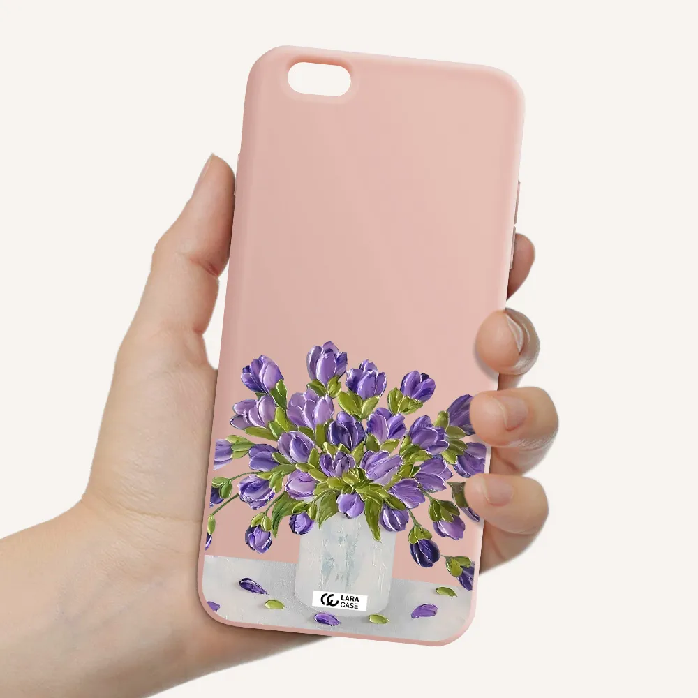 a bunch of purple flowers Apple iPhone 6 s plus Silicone pastel pink Case