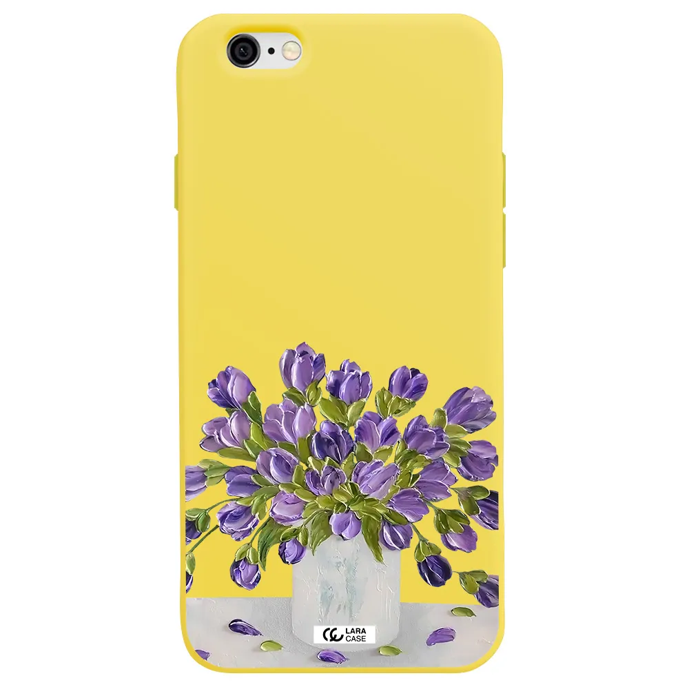 a bunch of purple flowers Apple iPhone 6 Silicone canary yellow Case