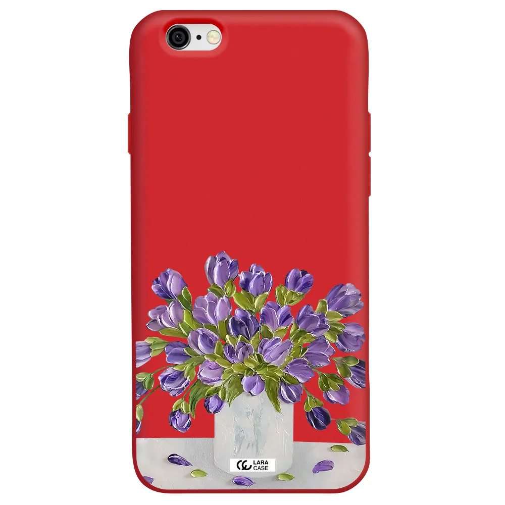 a bunch of purple flowers Apple iPhone 6 Silicone Imperial Red Case