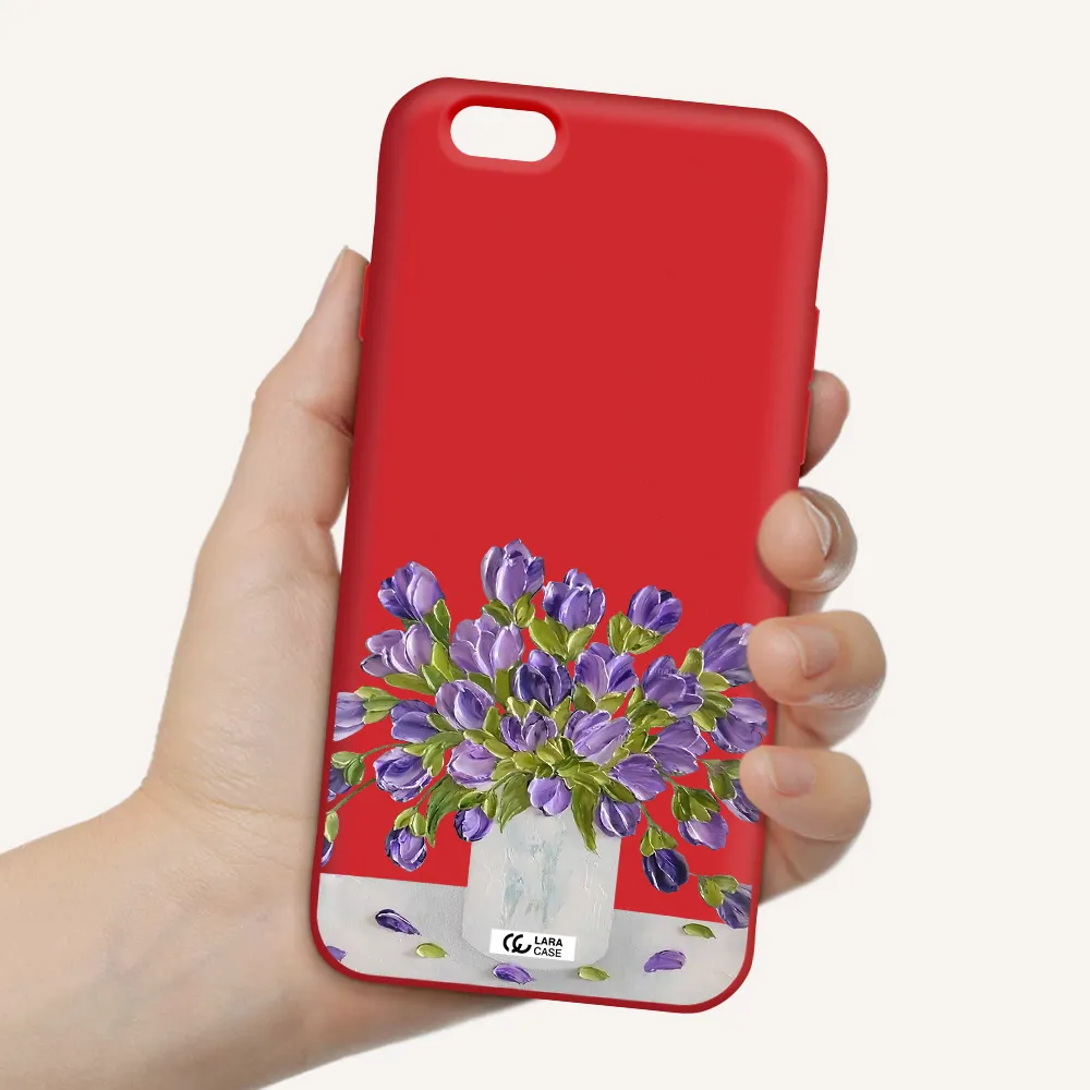 a bunch of purple flowers Apple iPhone 6 Silicone Imperial Red Case