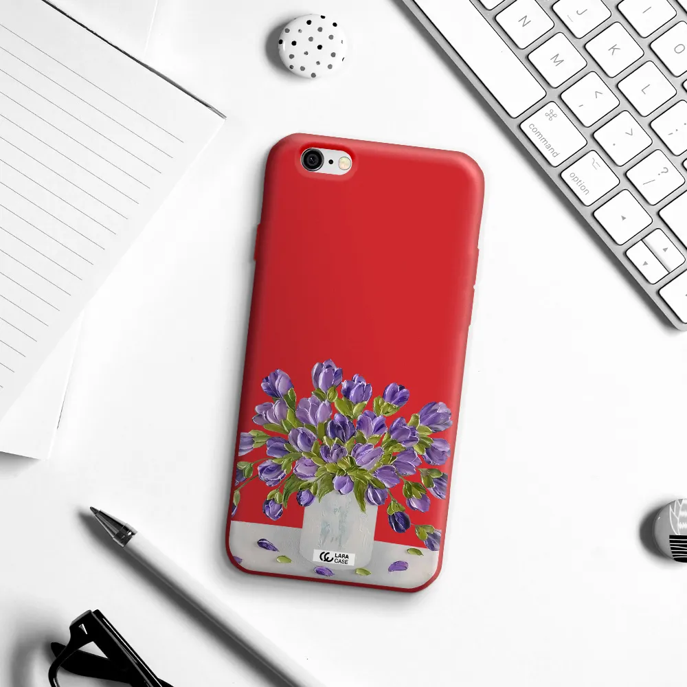 a bunch of purple flowers Apple iPhone 6 Silicone Imperial Red Case