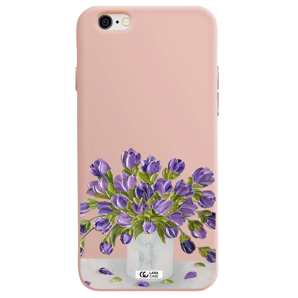 a bunch of purple flowers Apple iPhone 6 Silicone pastel pink Case