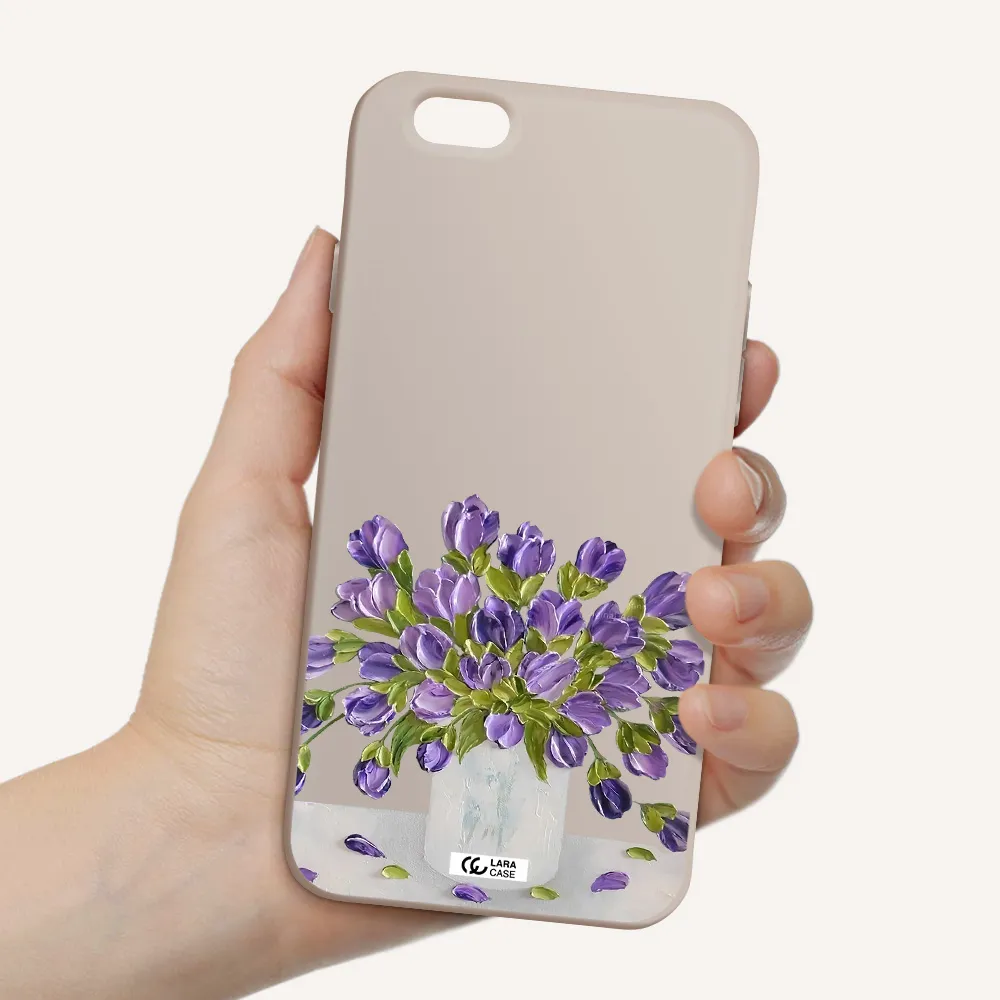 a bunch of purple flowers Apple iPhone 6 Silicone Stone Case