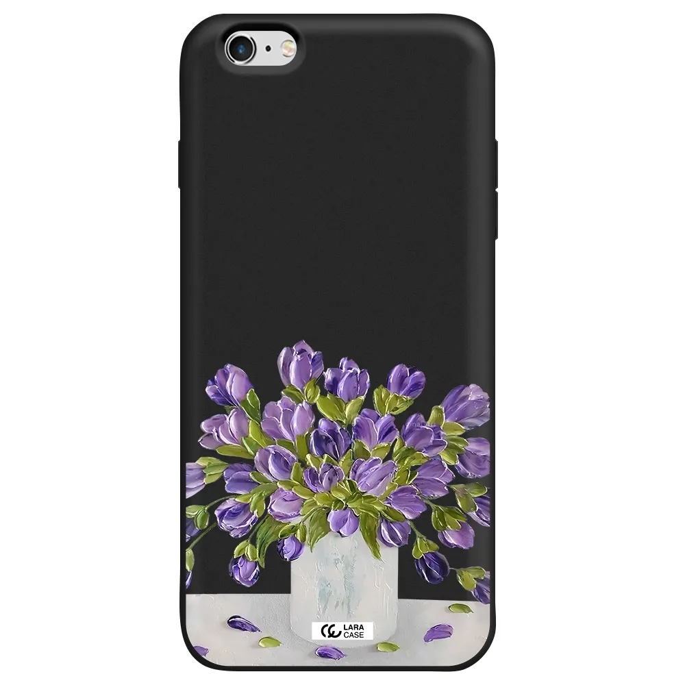 a bunch of purple flowers Apple iPhone 6S Silicone black Case