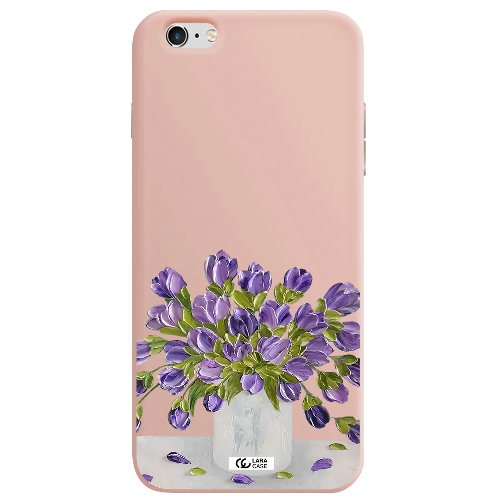 a bunch of purple flowers Apple iPhone 6S Silicone pastel pink Case