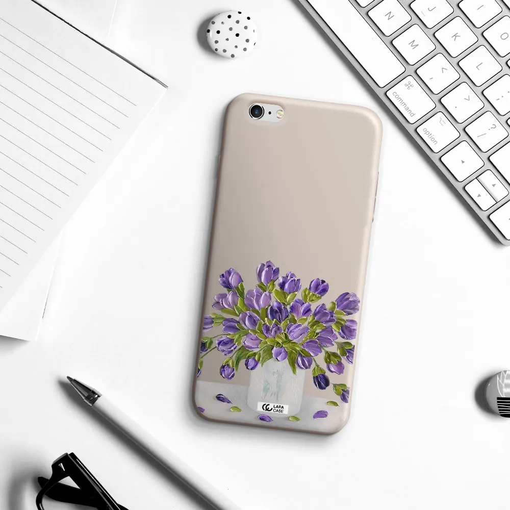 a bunch of purple flowers Apple iPhone 6S Silicone Stone Case