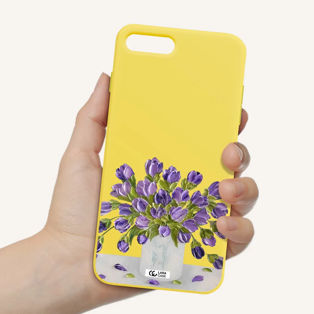 a bunch of purple flowers Apple iPhone 7 plus Silicone canary yellow Case