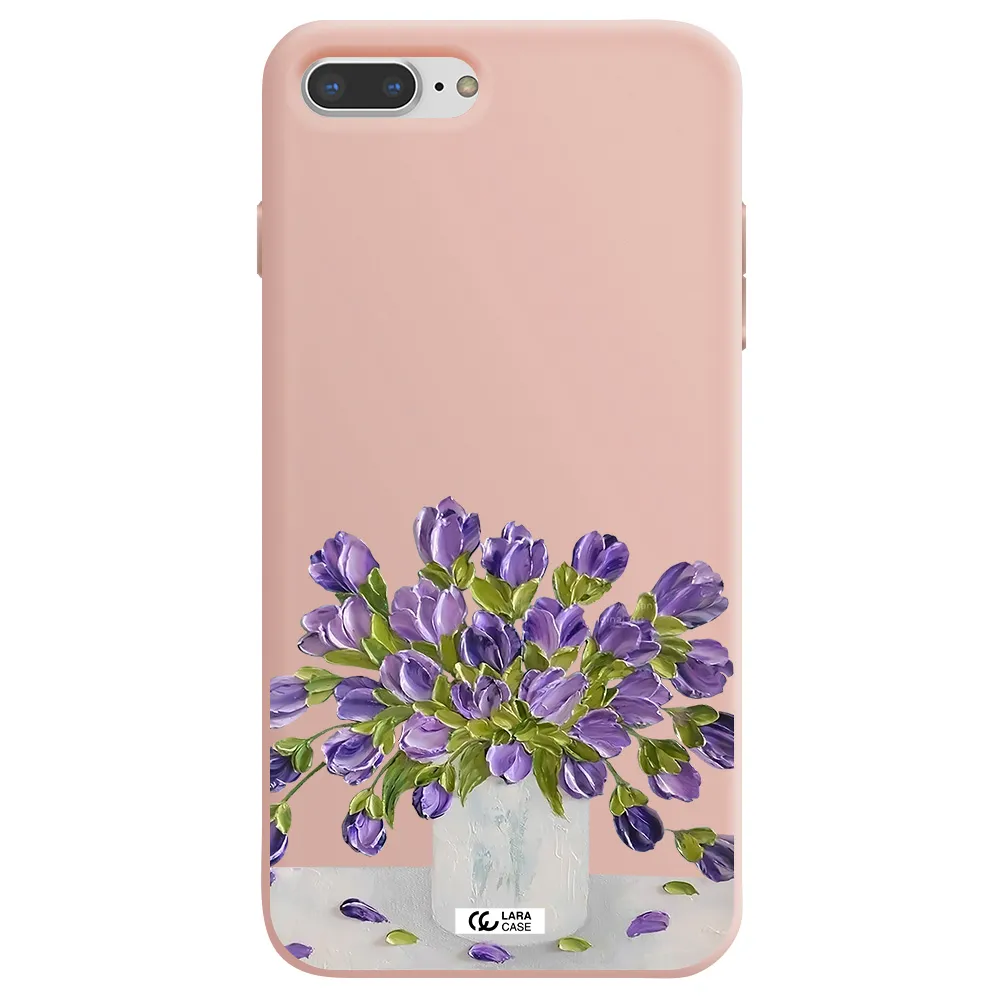 a bunch of purple flowers Apple iPhone 7 plus Silicone pastel pink Case