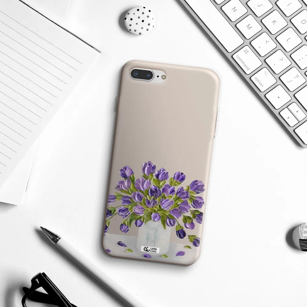a bunch of purple flowers Apple iPhone 7 plus Silicone Stone Case