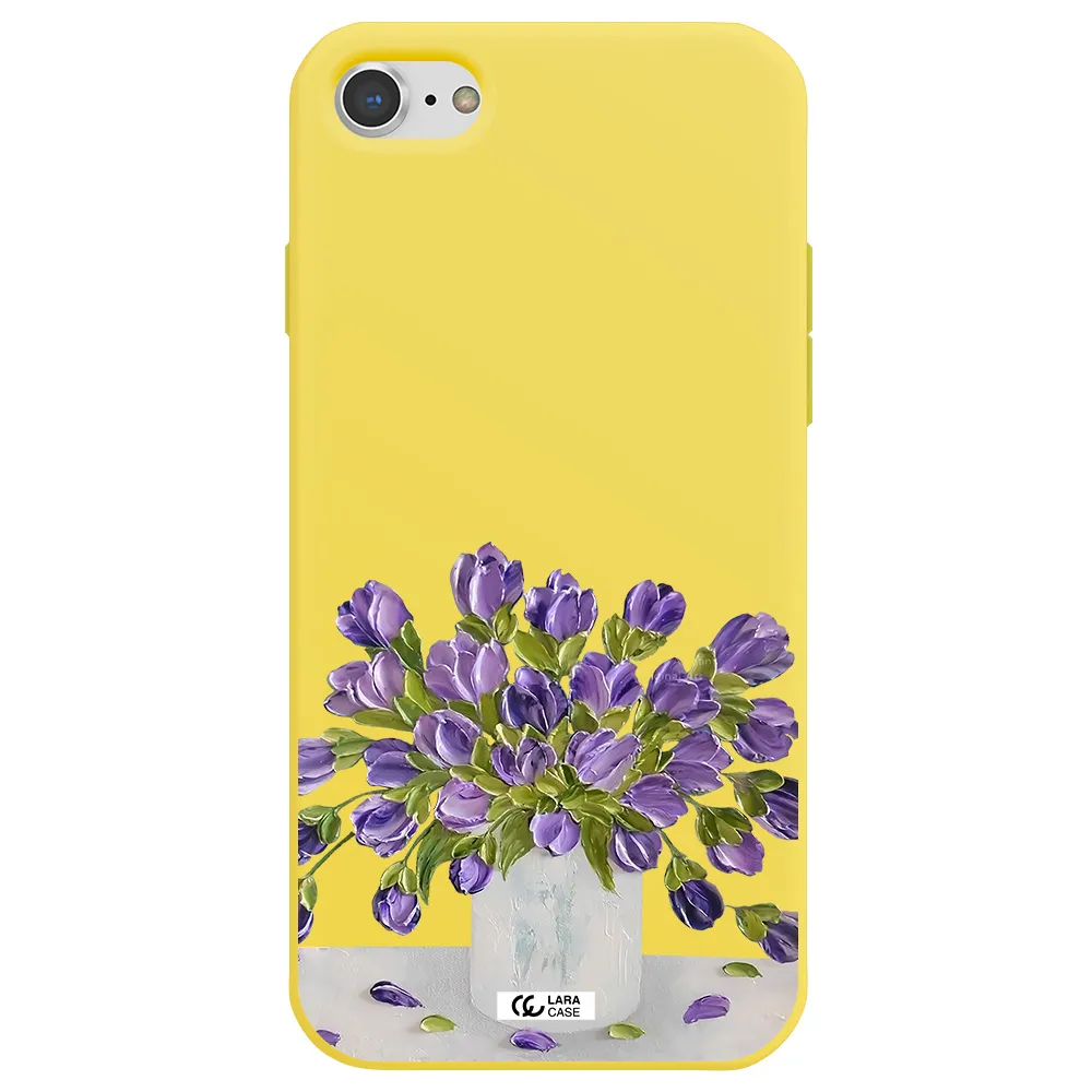 a bunch of purple flowers Apple iPhone 7 Silicone canary yellow Case