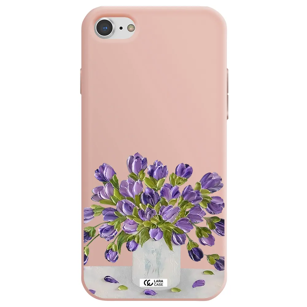 a bunch of purple flowers Apple iPhone 7 Silicone pastel pink Case
