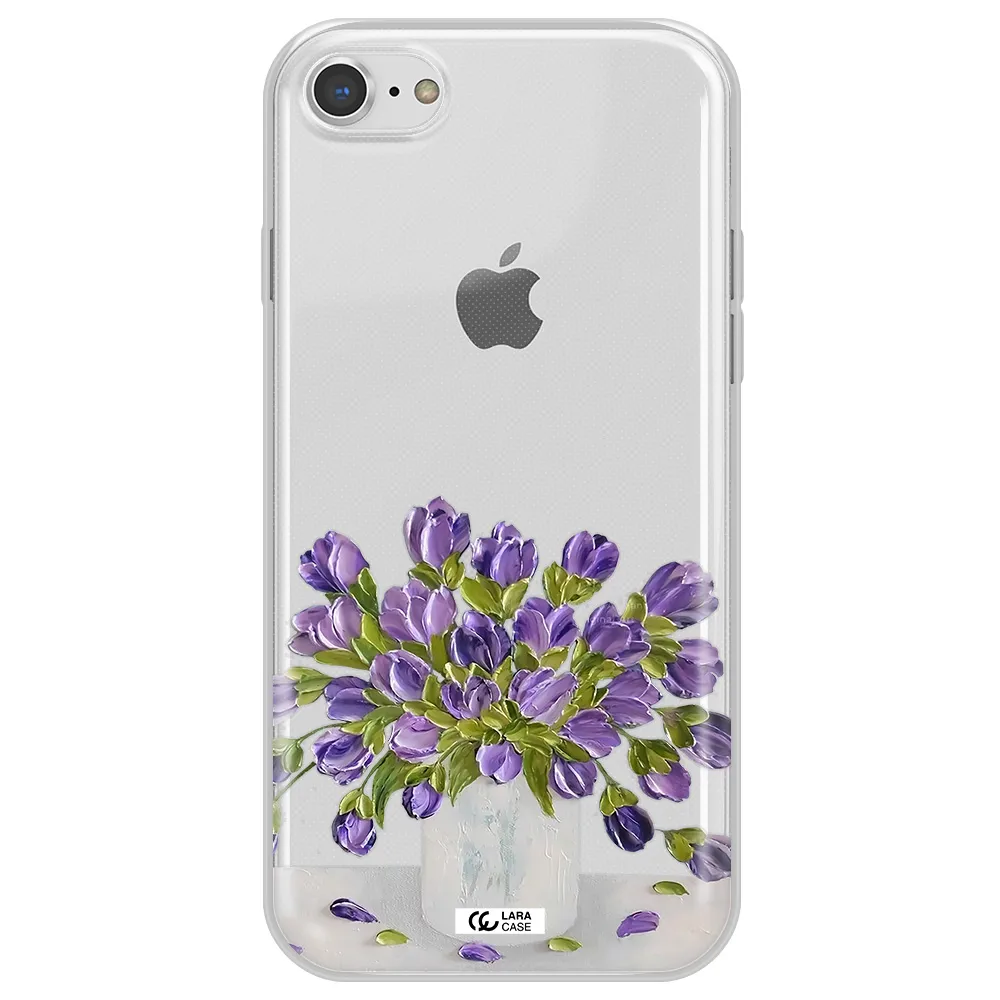 a bunch of purple flowers Apple iPhone 8 Clear TPU Case