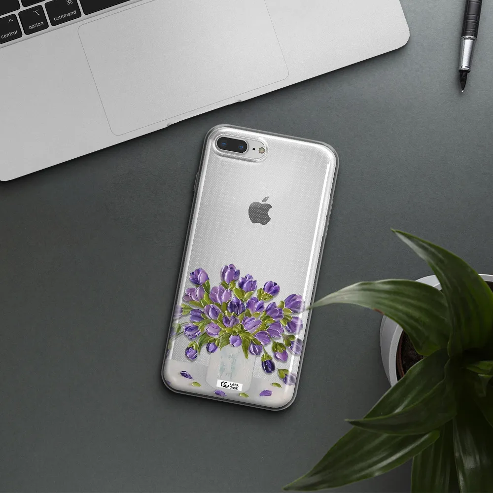 a bunch of purple flowers Apple iPhone 8 plus Clear TPU Case