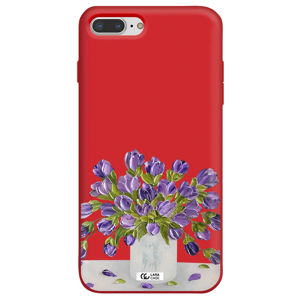 a bunch of purple flowers Apple iPhone 8 plus Silicone Imperial Red Case