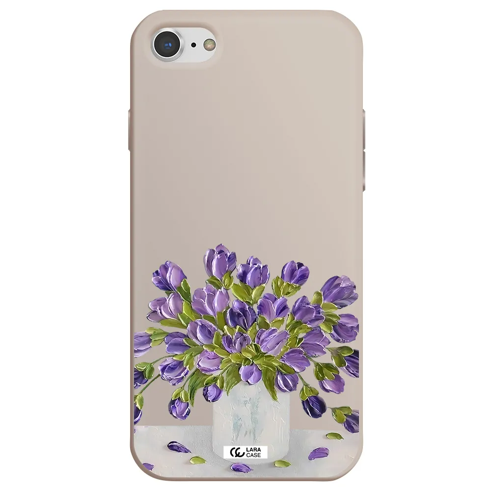 a bunch of purple flowers Apple iPhone 8 Silicone Stone Case
