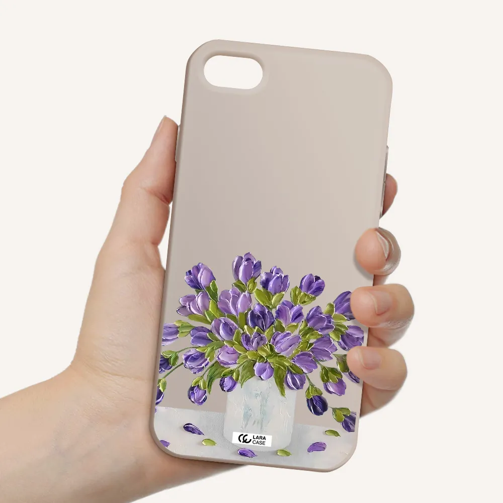 a bunch of purple flowers Apple iPhone 8 Silicone Stone Case
