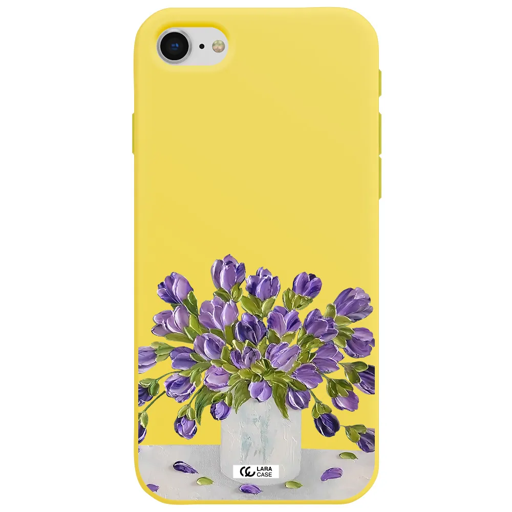 a bunch of purple flowers Apple iPhone se 2020 Silicone canary yellow Case