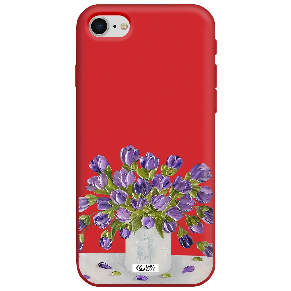 a bunch of purple flowers Apple iPhone se 2020 Silicone Imperial Red Case
