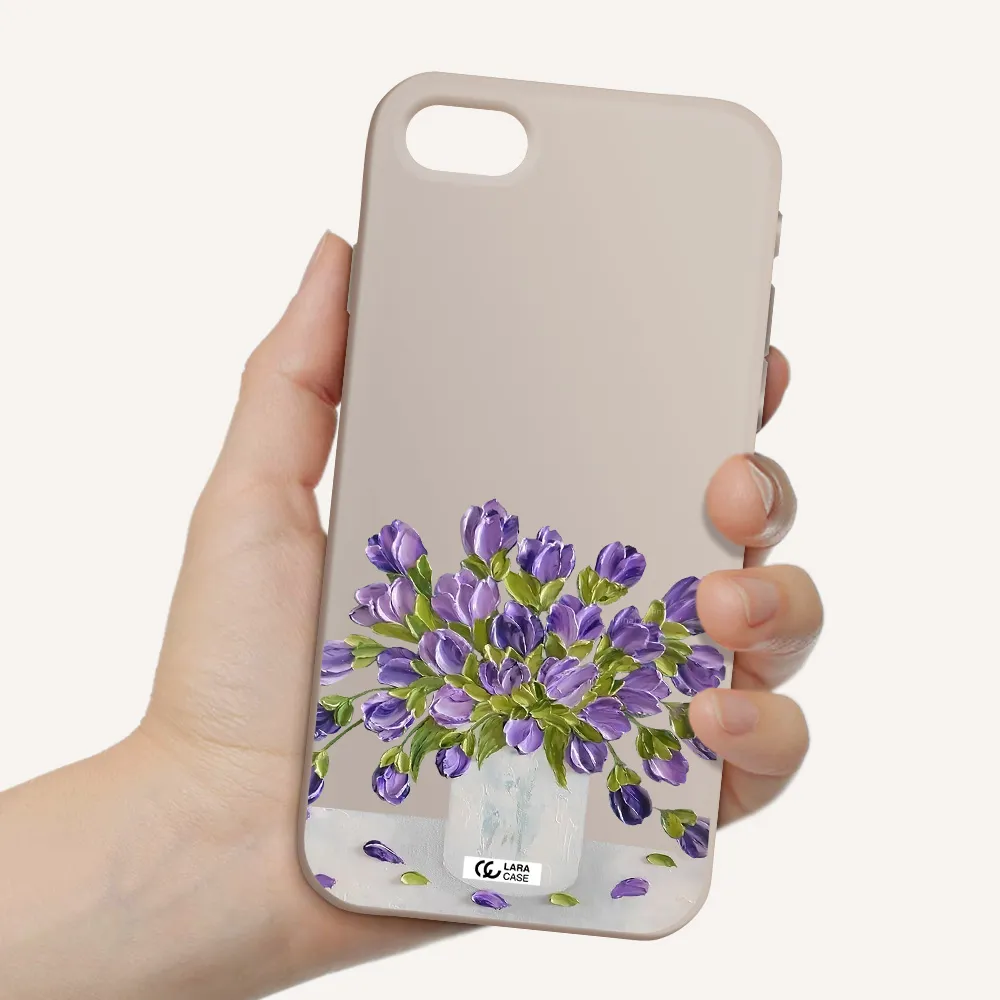 a bunch of purple flowers Apple iPhone se 2020 Silicone Stone Case