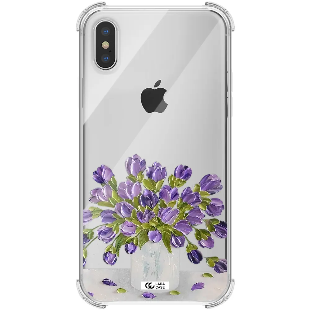 a bunch of purple flowers Apple iPhone X Clear PC Case
