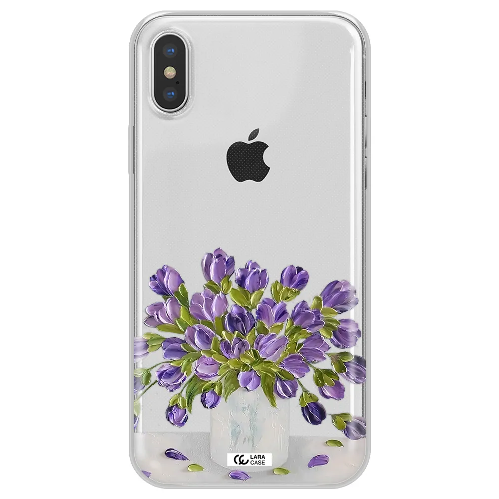a bunch of purple flowers Apple iPhone X Clear TPU Case
