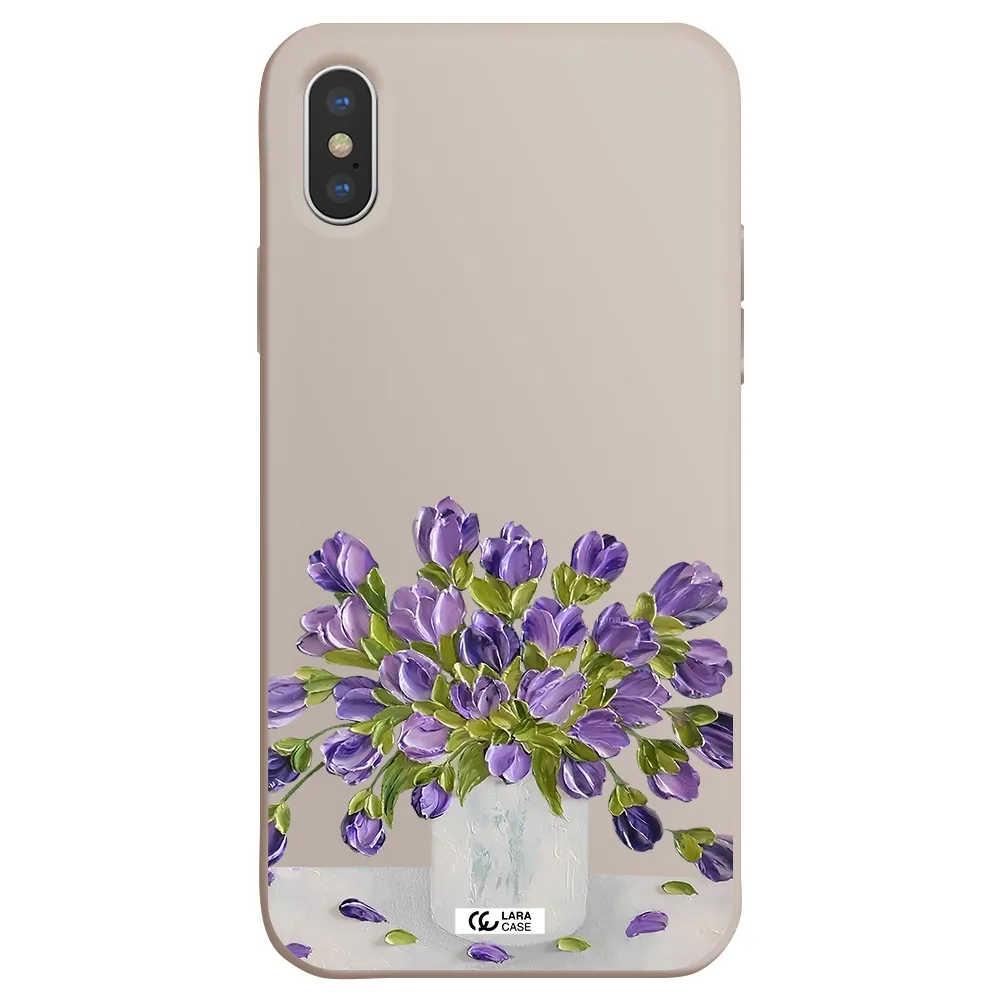 a bunch of purple flowers Apple iPhone X Silicone Stone Case