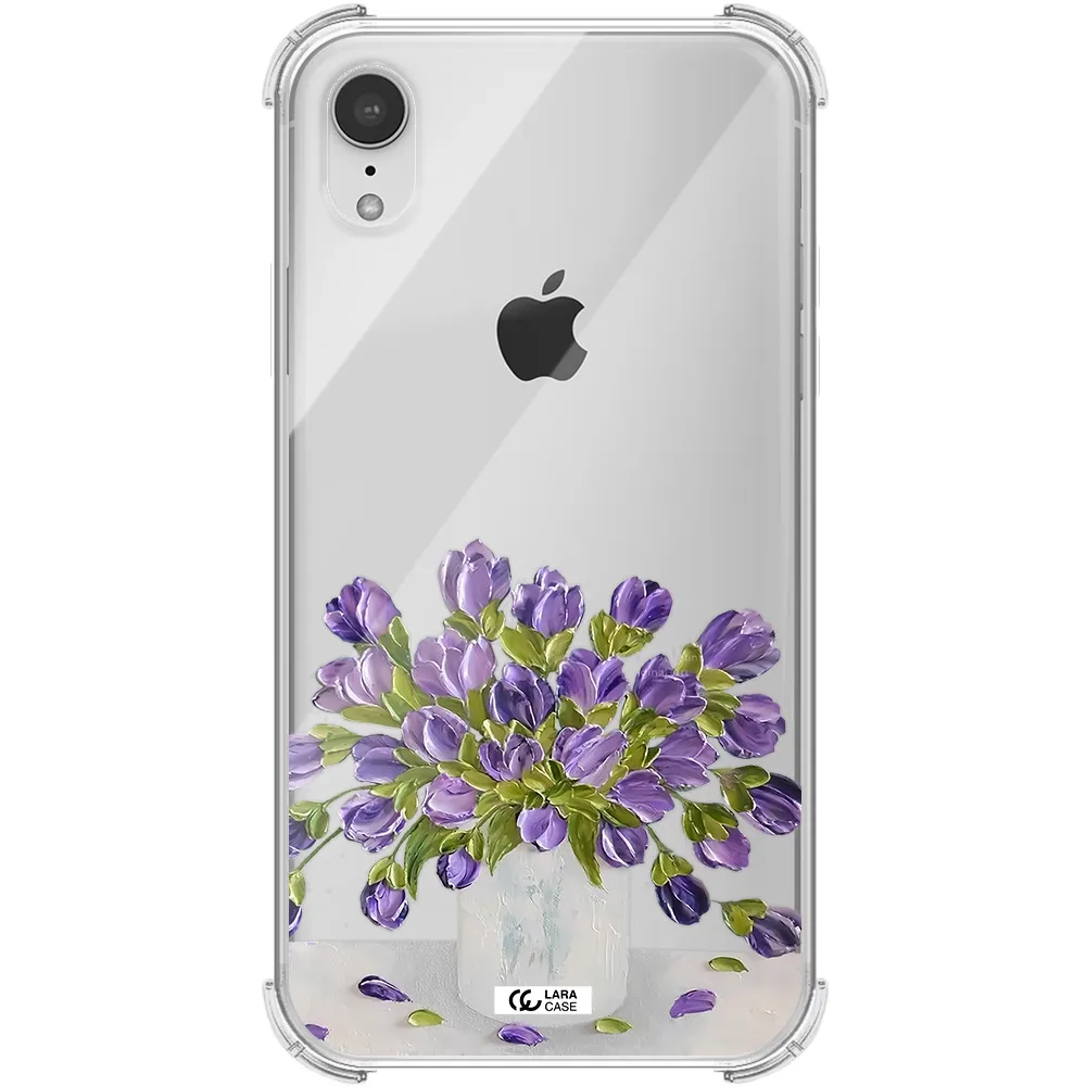 a bunch of purple flowers Apple iPhone XR Clear PC Case