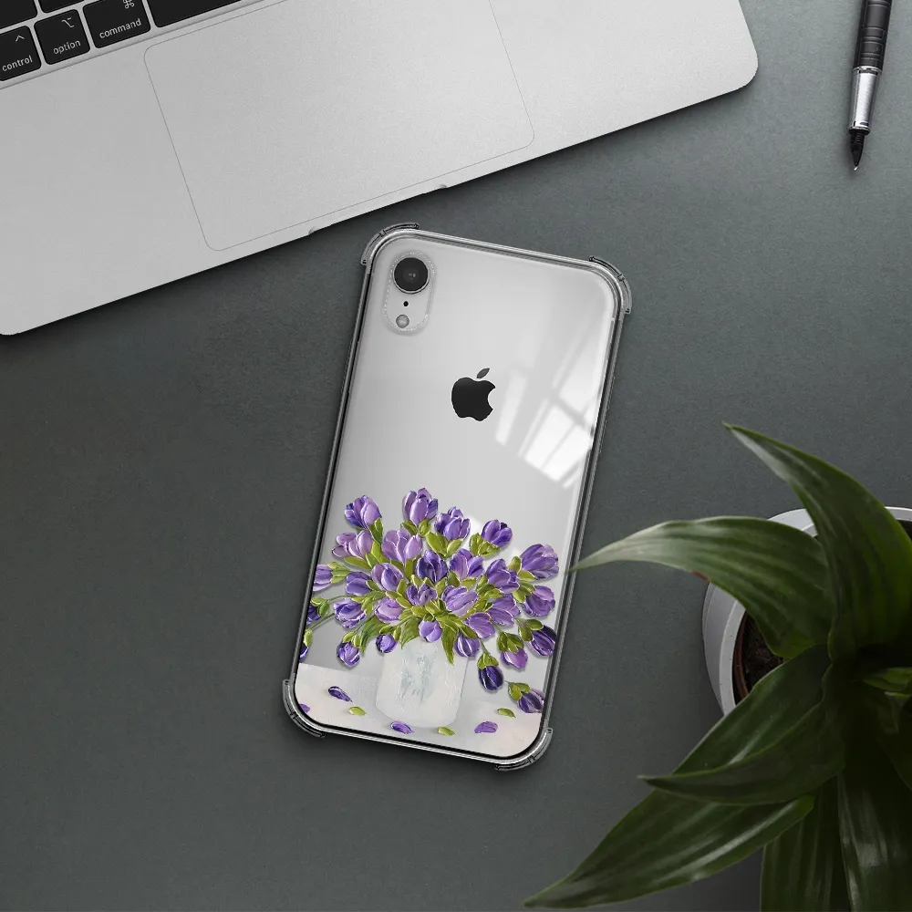 a bunch of purple flowers Apple iPhone XR Clear PC Case