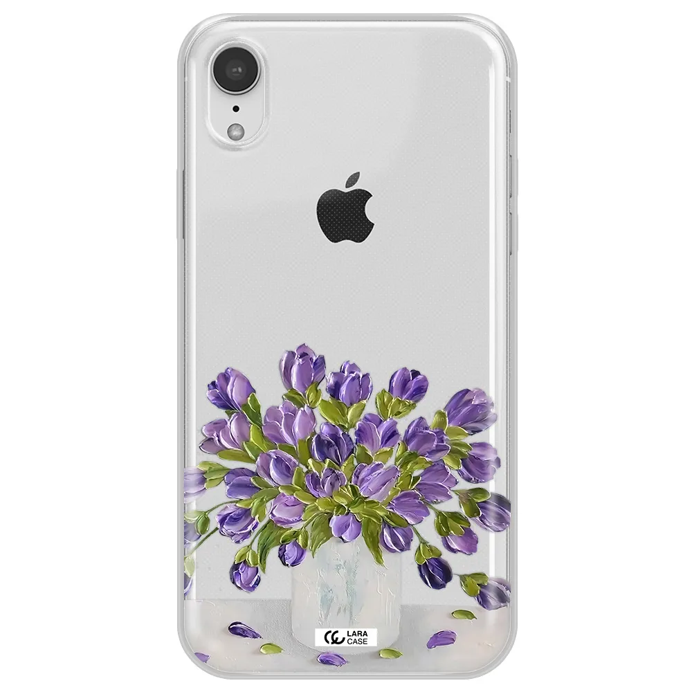a bunch of purple flowers Apple iPhone XR Clear TPU Case