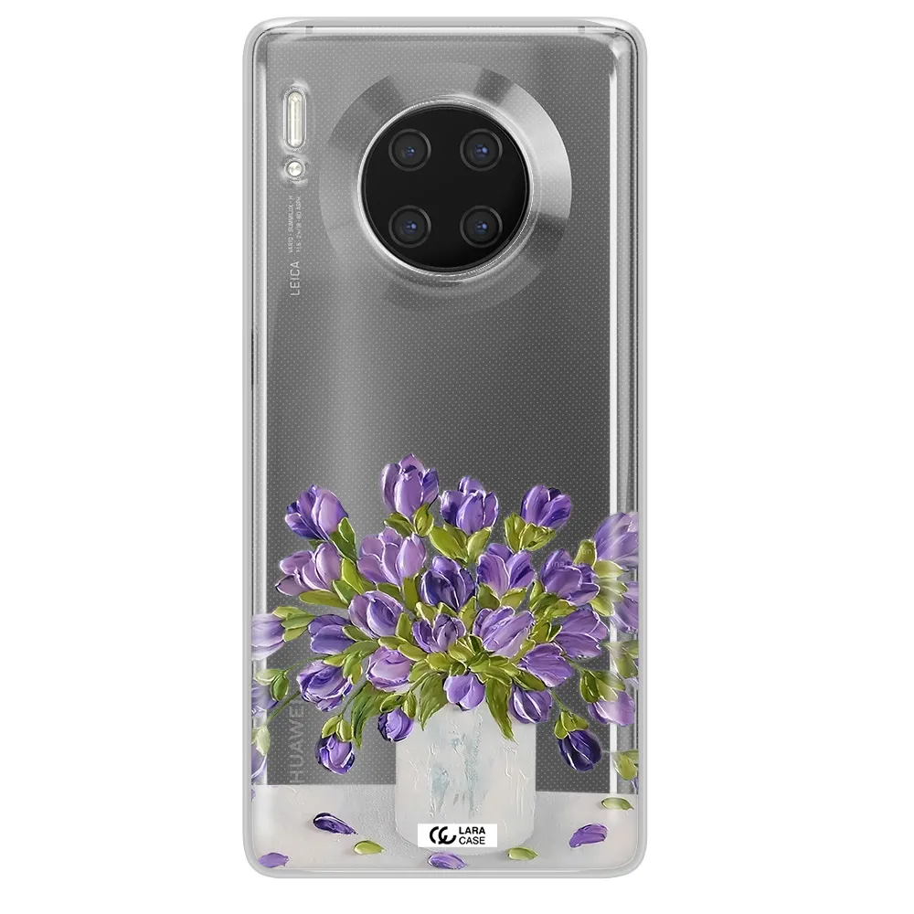 a bunch of purple flowers Huawei Mate 30 Pro Clear TPU Case