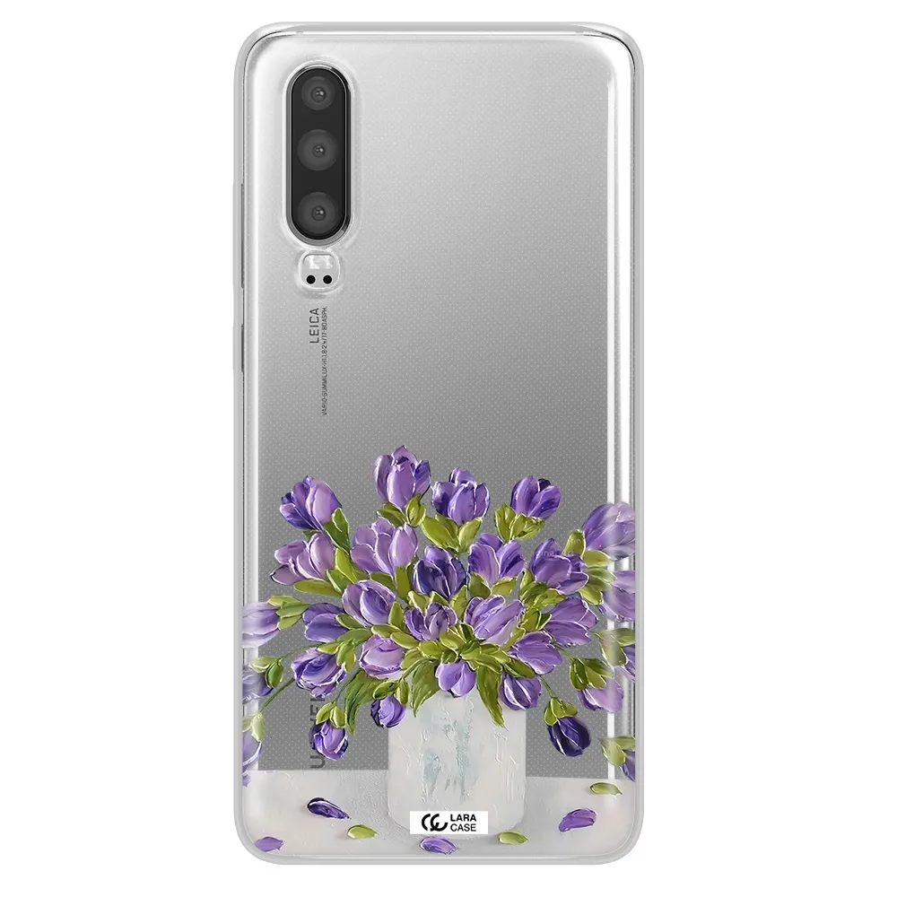 a bunch of purple flowers Huawei P30 Clear TPU Case