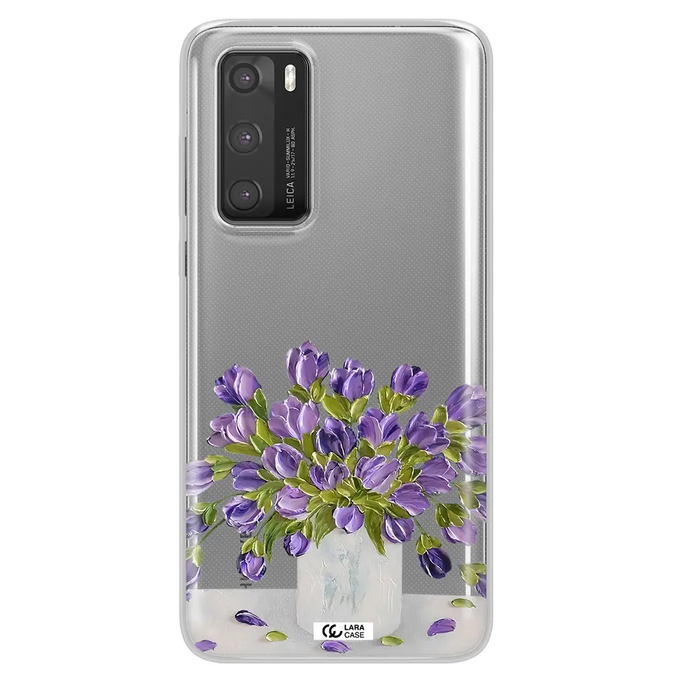 a bunch of purple flowers Huawei P40 Clear TPU Case