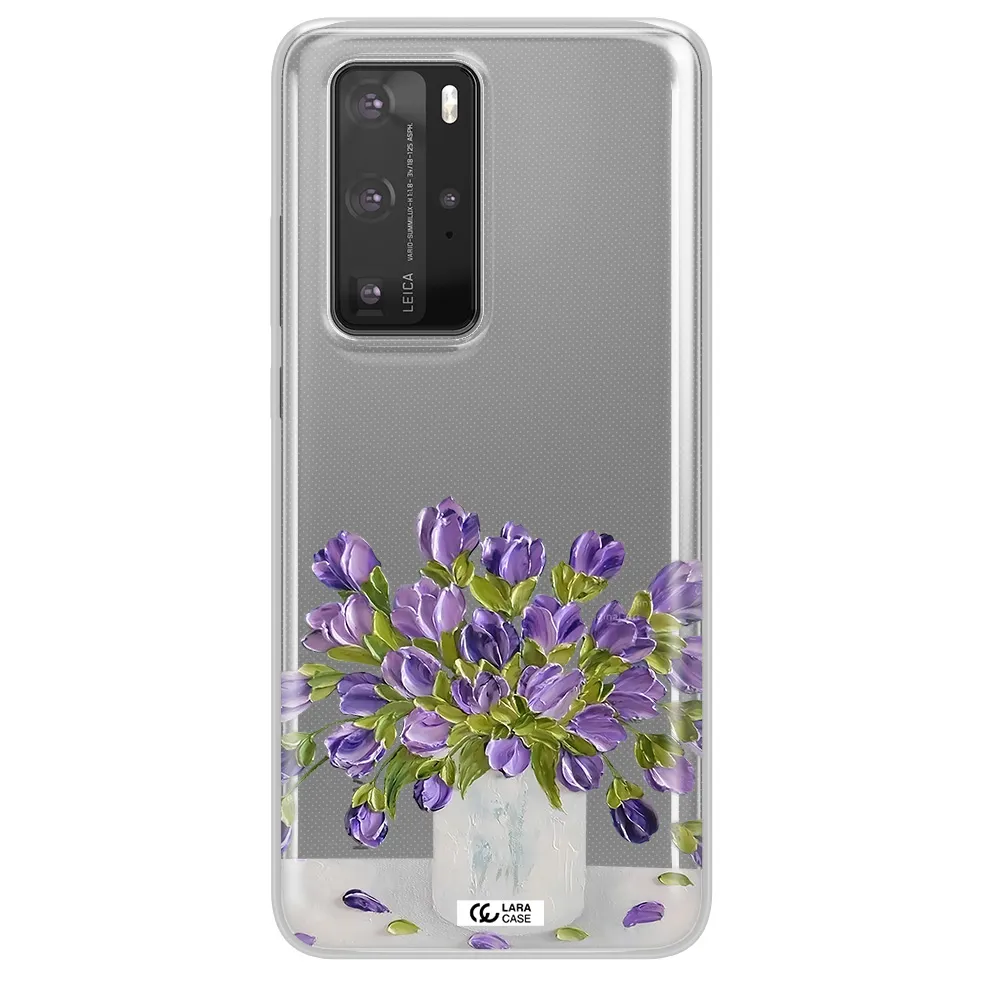 a bunch of purple flowers Huawei P40 Pro Clear TPU Case