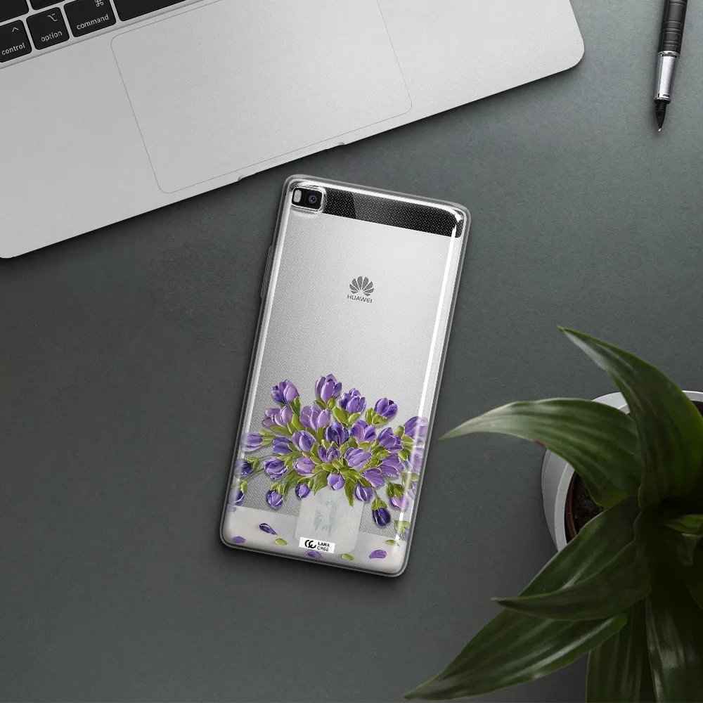 a bunch of purple flowers Huawei P8 Clear TPU Case