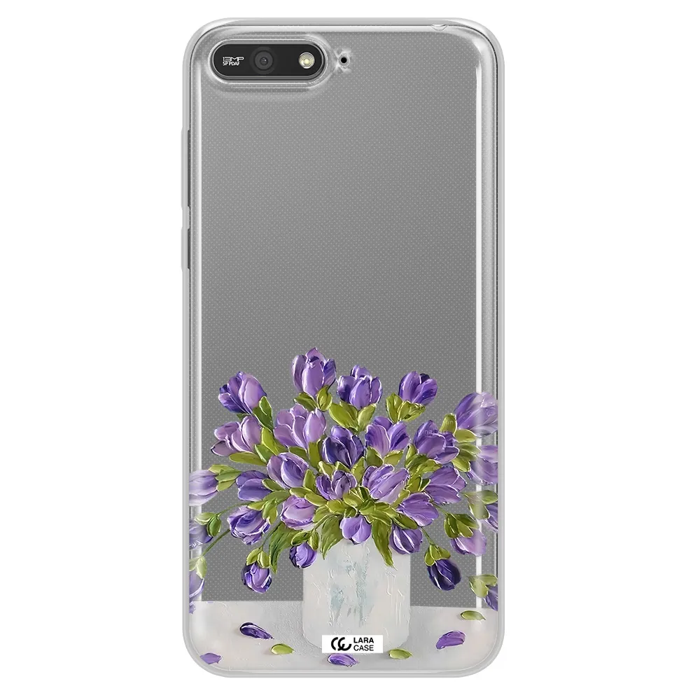 a bunch of purple flowers Huawei Y6 2018 Clear TPU Case